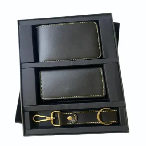 Black Leather Wallet Set