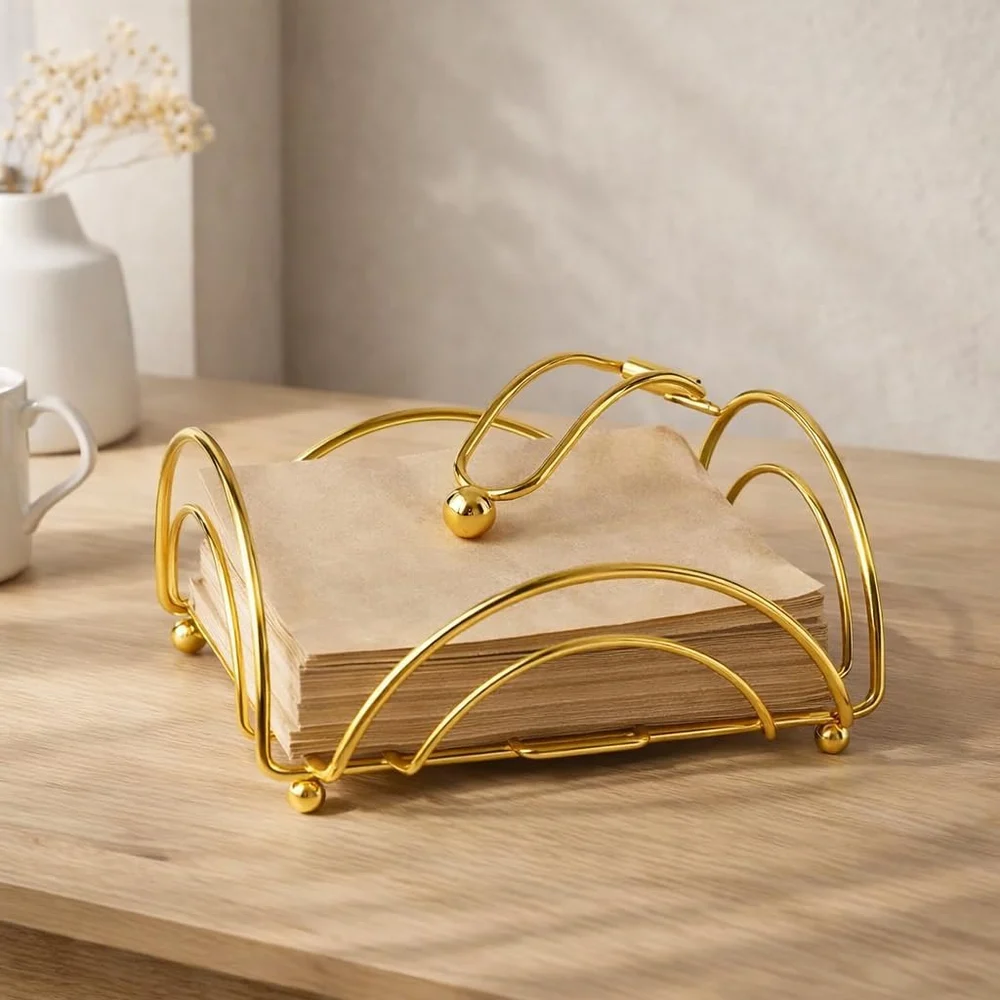Luxury Gold Finish Metal Napkin Hol..