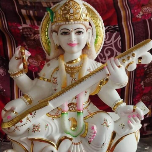 Sarswati Mata Marble Statue