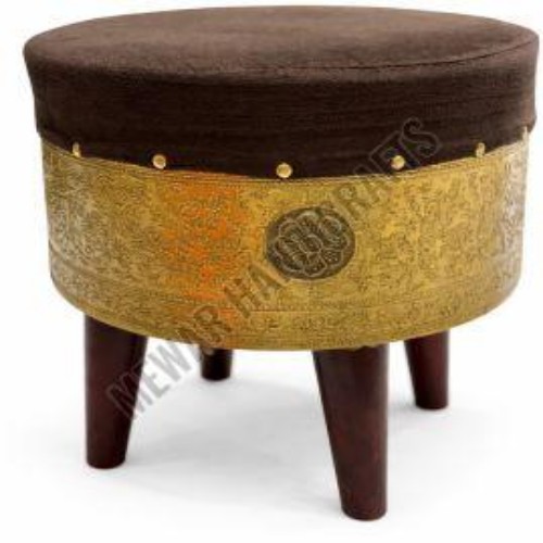 Round Wooden Puff Stool
