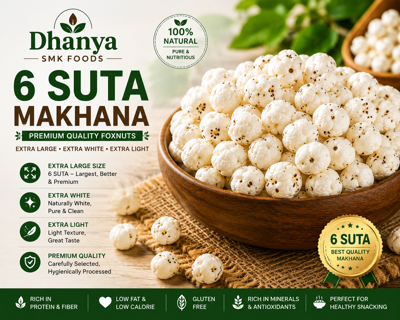 6 Suta Makhana ( Dhanya SMK Foods )