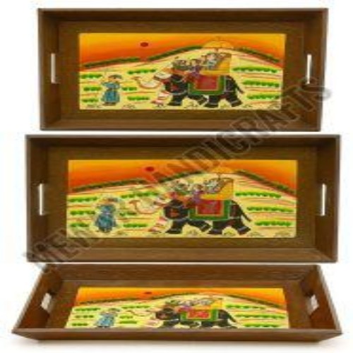 Set of 3 Hand Painted Engineered Wo..