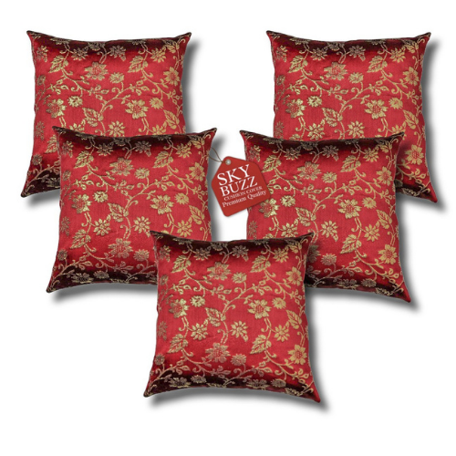 Brocade flower cushion cover