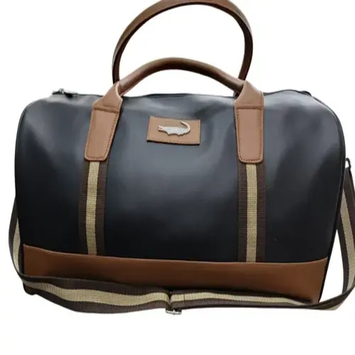 Black PU Leather Duffle Bags